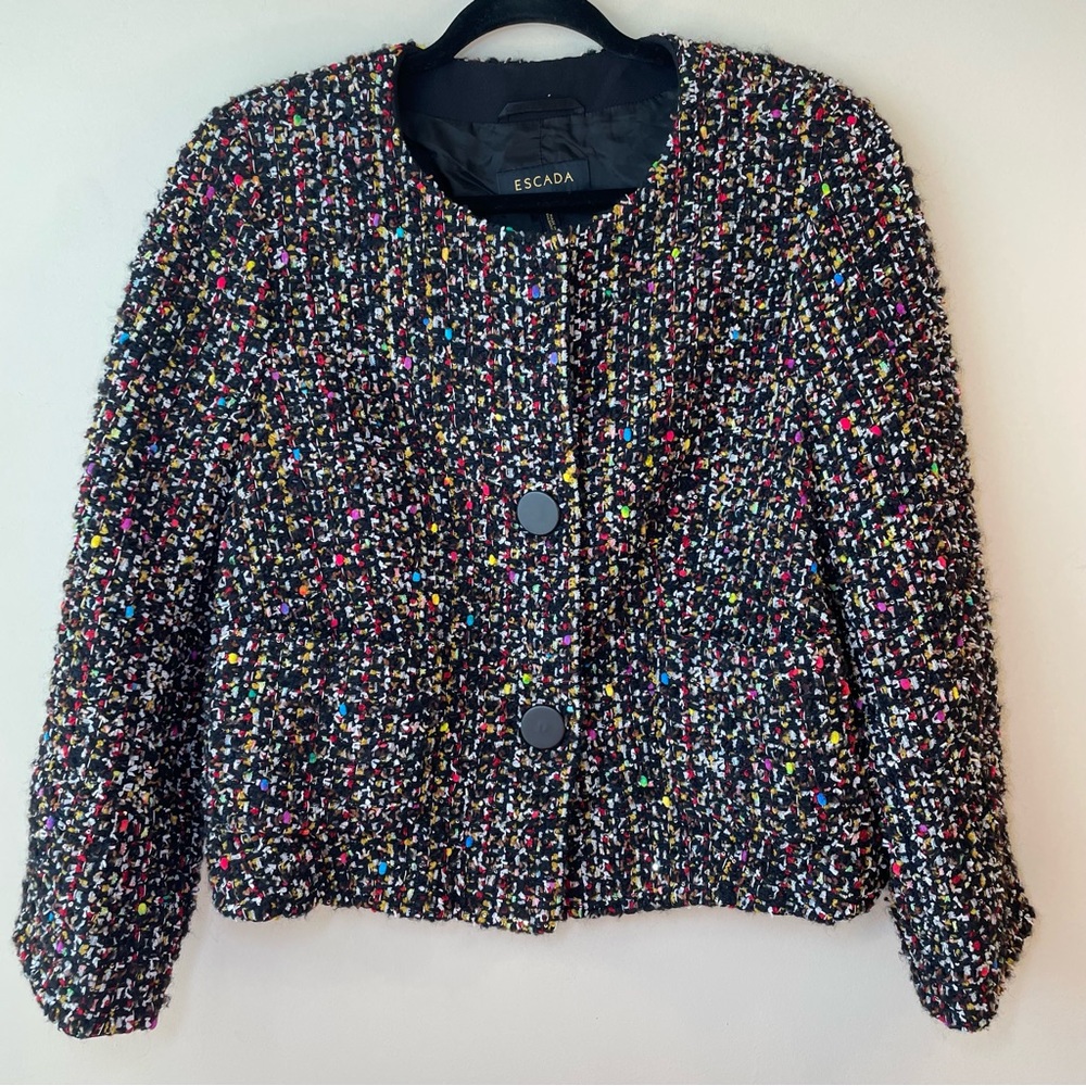 Escada Wool Blend Multi-Color Button Down Jacket … - image 1